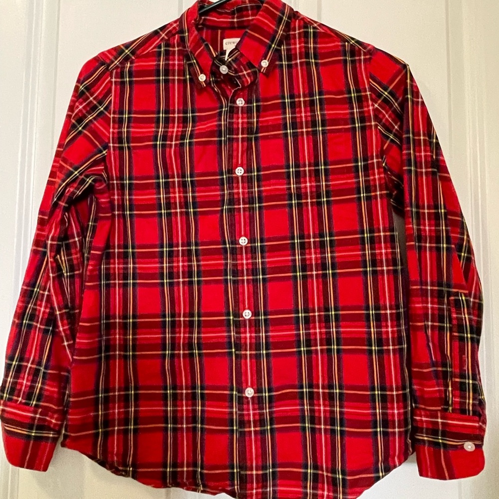Crewcuts boys holiday plaid long sleeve button down shirt 10 Christmas preppy
